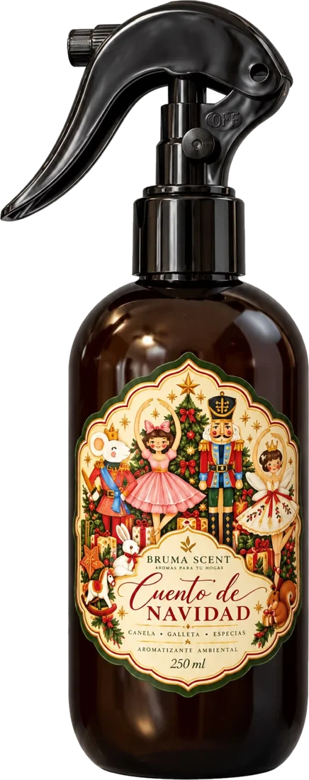 Aromatizante Cuento de Navidad de Bruma Scent, botella ámbar de 250 ml